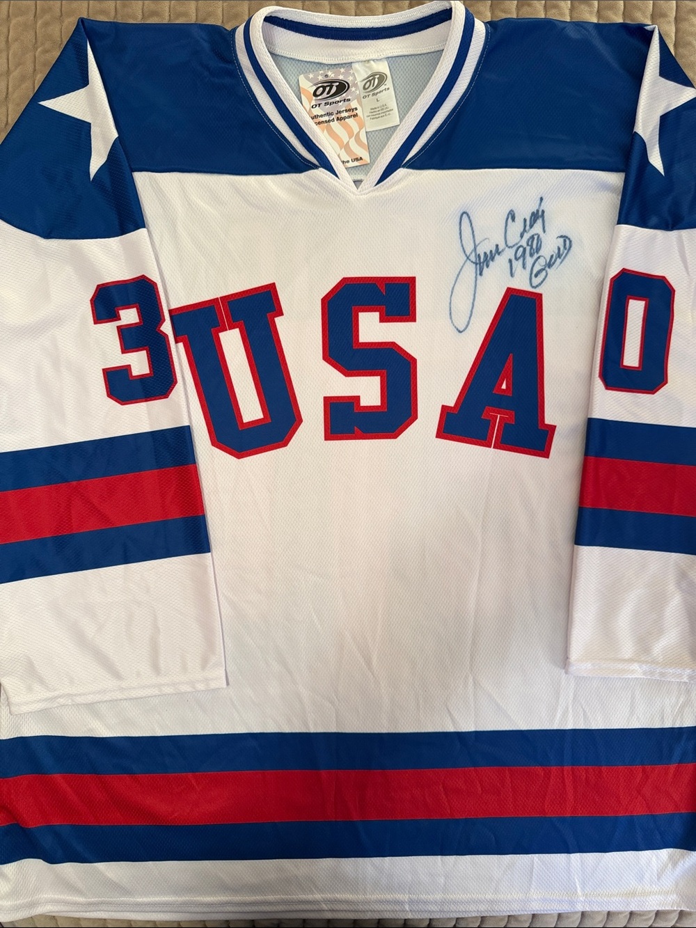 Jim Craig Autographed Team USA Hockey Jersey